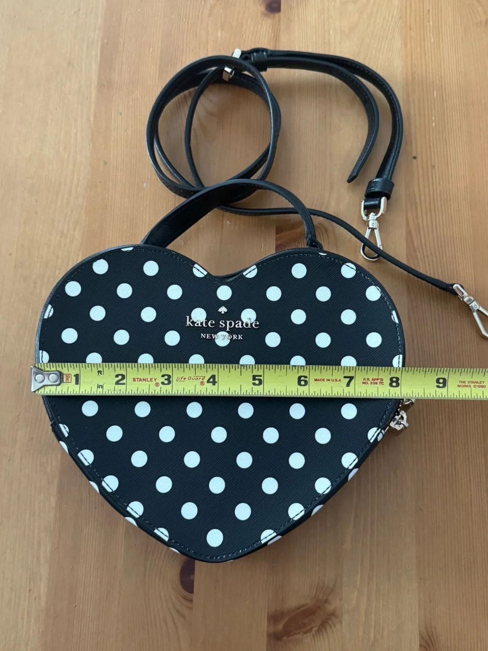 NWOT! Kate Spade Love Shack Black and White Polka Dot Heart Crossbody